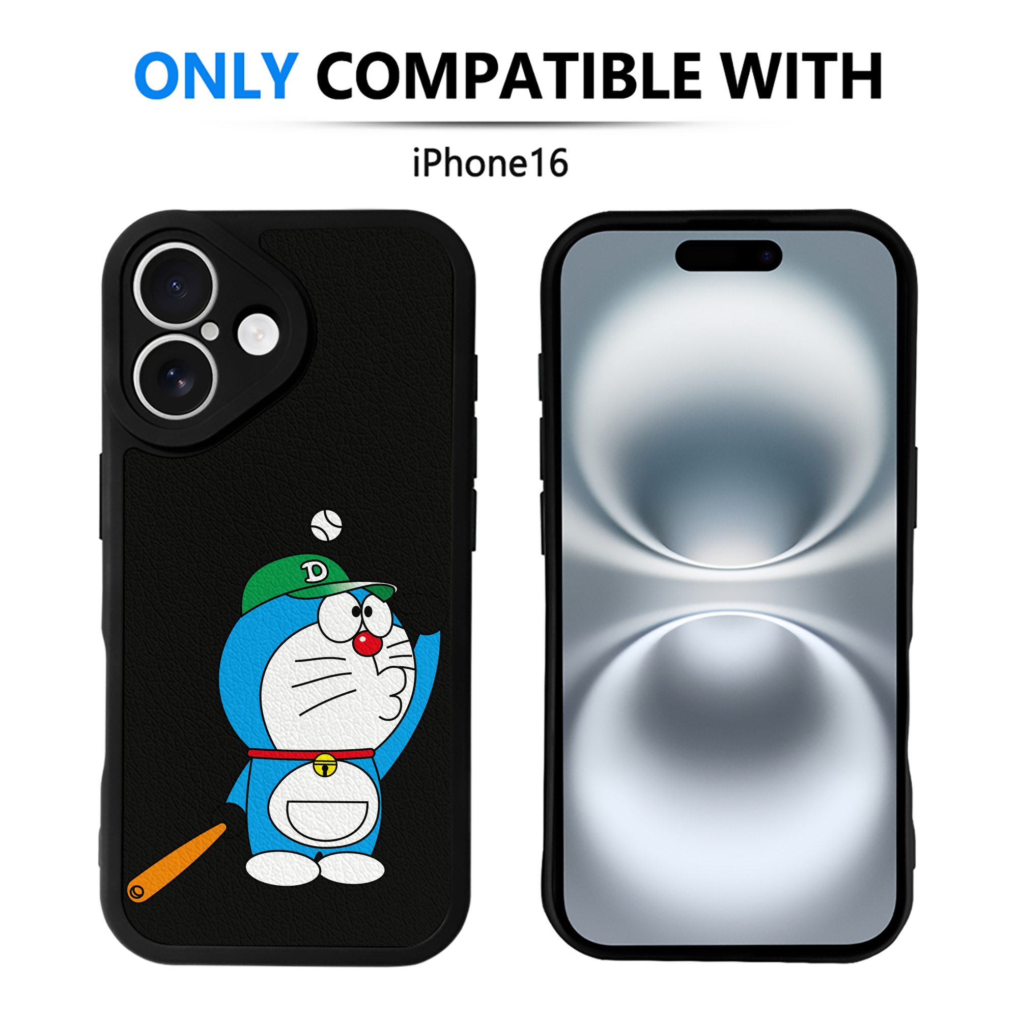 （画像用） ドラえもん Doraemon 【iPhone 16シリーズ対応】シリコンスマホケース（レザー調） 材質：シリコン